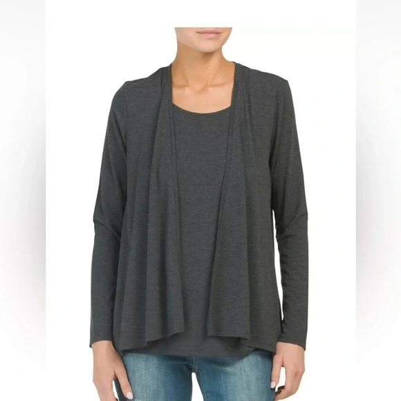 Nicole Miller Cardigan Tank Top Size XS Black Faux‎ Layered Look EUC - Picture 1 of 6
